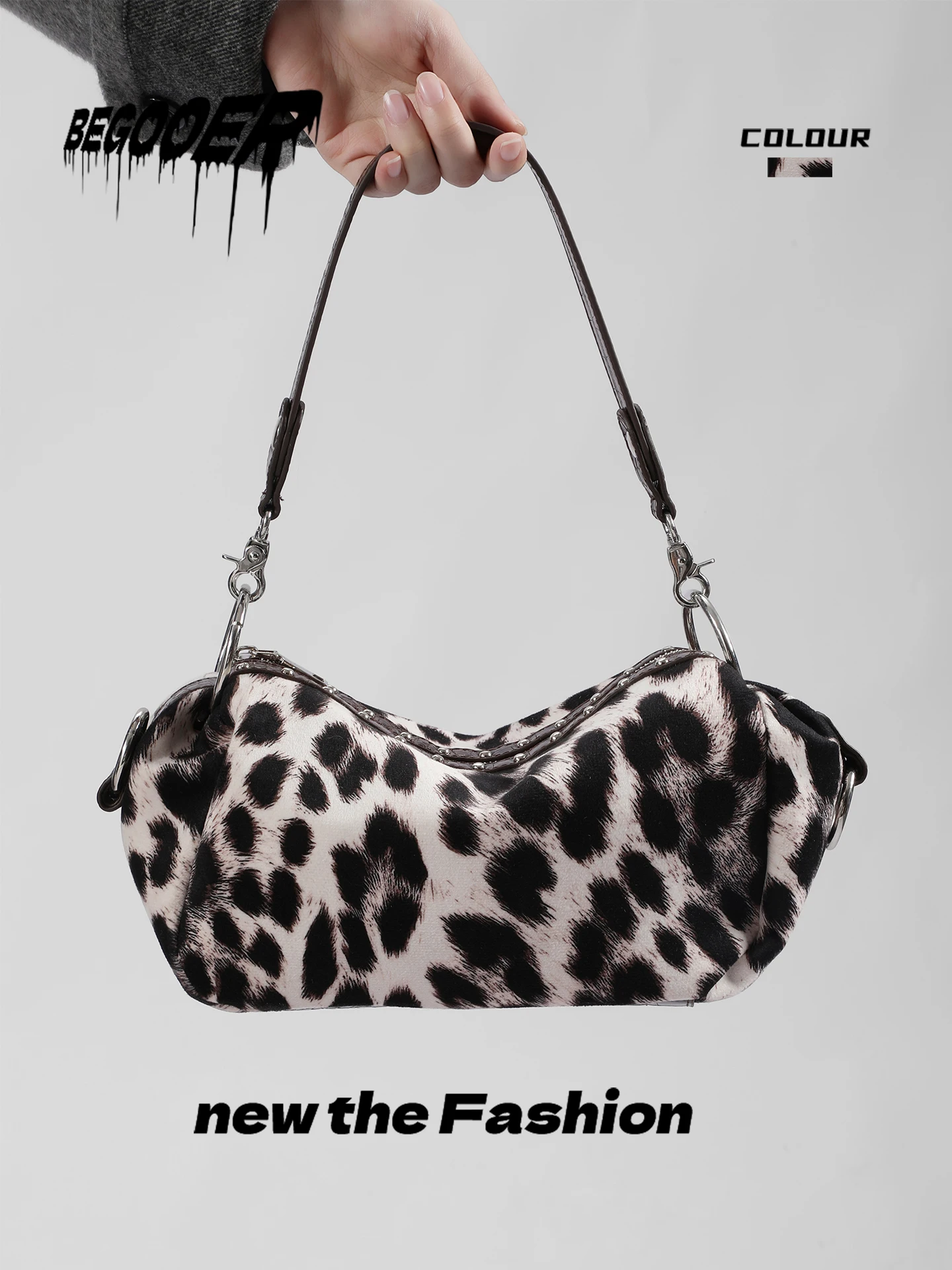 BEGOOER Fashionable Spicy Girl Motorcycle Underarm Bag Women's Commuter Versatile Single Shoulder Bag Spring New Style