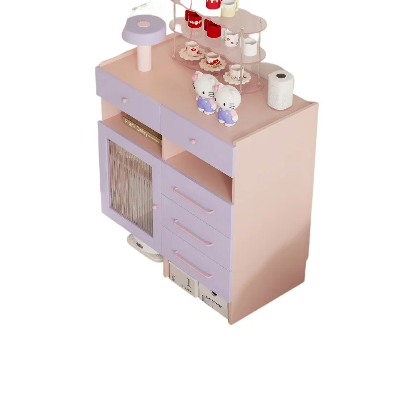 

Color living room chest cabinet solid wood sofa display French cream air