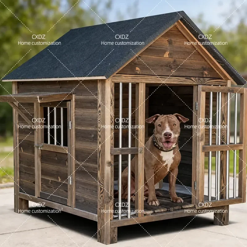 Outdoor Wooden Dog House With Roof Pet Kennel Shelter Large Size Waterproof Garden Puppy Hut Cage For Small Medium Dogs