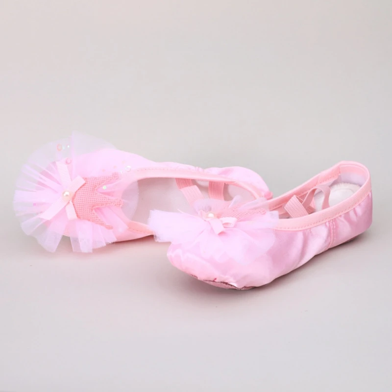 New Satin Crown Children Girls Ballet Shoes Soft Sole Dance Shoes Kids Ballet Slippers Indoor Yoga Gym Dance Practice Shoes