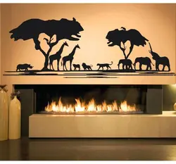 Africa Savanna Animal Tree Wall Decal Home Decor Living Room African Zoo Nursery Kids Room Decor Jungle Animals Stickers D723
