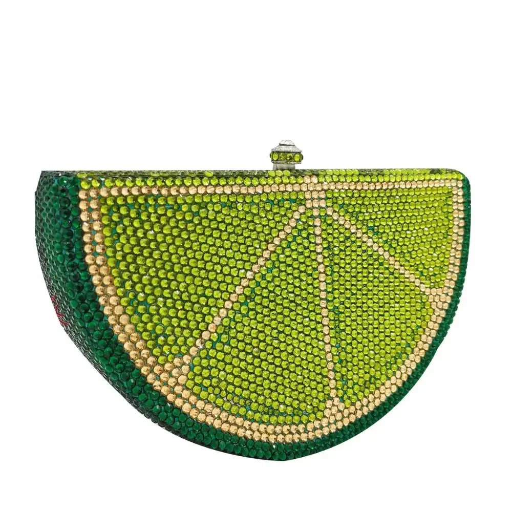 Boutique De FGG (in stock) Watermelon Clutch Bag Crystal Clutches Women Evening Handbags Diamond Bridal Wedding Party Purse