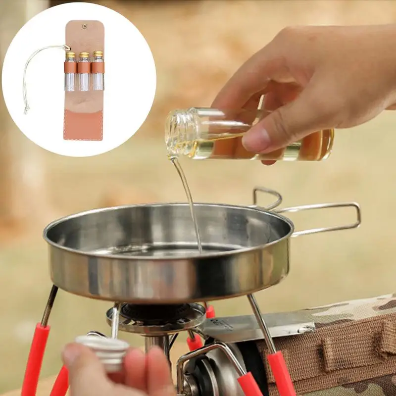 Travel Seasoning Kit Storage Bag With Seasoning Jars Storage Bag Portable Small Condiment Bottle Container Set Seasoning Bottle