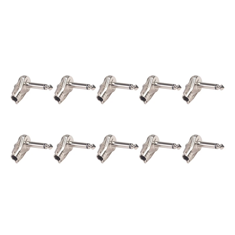 10Pcs 90Degree Right Angle 6.35 Mm Mono 2 Pole Jack Plug 6.35Mm Guitar Phono Pancake 1/4 Inch Connector