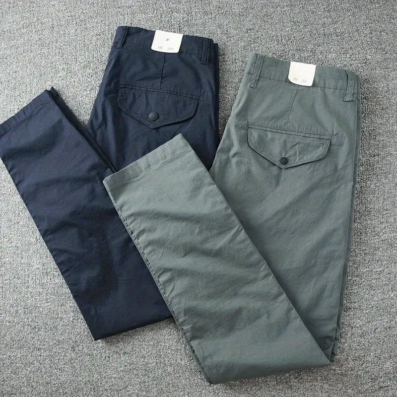Summer Thin 2025 Men's Slim-fitting Small Feet Micro-elastic Washed Long Simple Small Straight Light Quick-drying Casual Pants