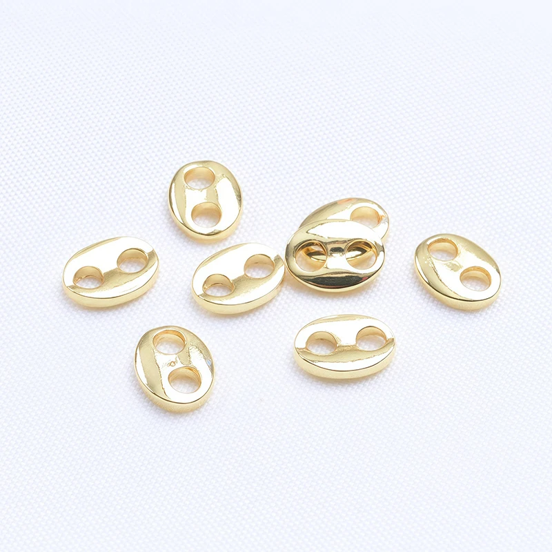 50pcs Copper Double Hole Metal Connecting Buckle For Jewelry Making Gold Silver Color Pig Nose Button DIY Bracelet