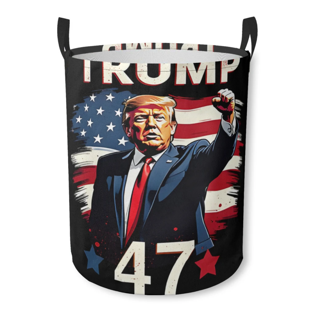 Trump 47_1 Bundle Device Laundry Basket Fabric Laundry Moving Folding Dirty Laundry Basket Cartoon