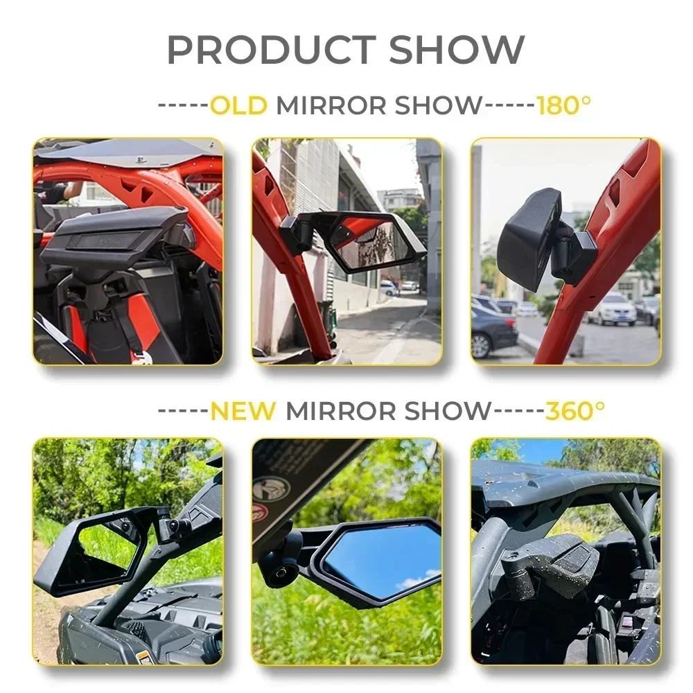 UTV Rearview Adjustable 4x4 Racing Side Mirrors Set for Can-Am Maverick X3 & MAX SSP for Suzuki King Quad 450 Quad 2017-2025