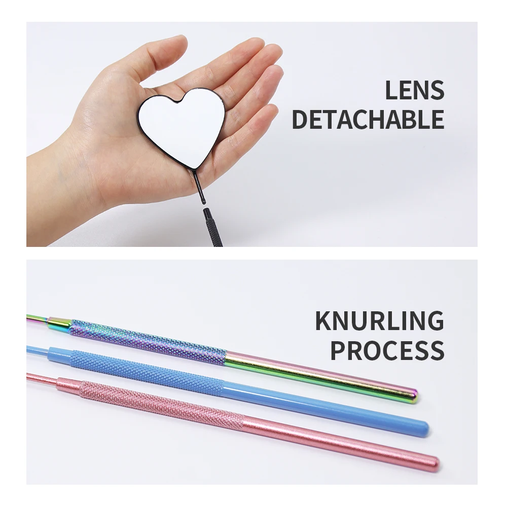 GLAMLASH-Espejo de maquillaje para pestañas postizas, espejo de belleza con aumento, mango largo para comprobar la extensión de pestañas postizas, herramienta de maquillaje