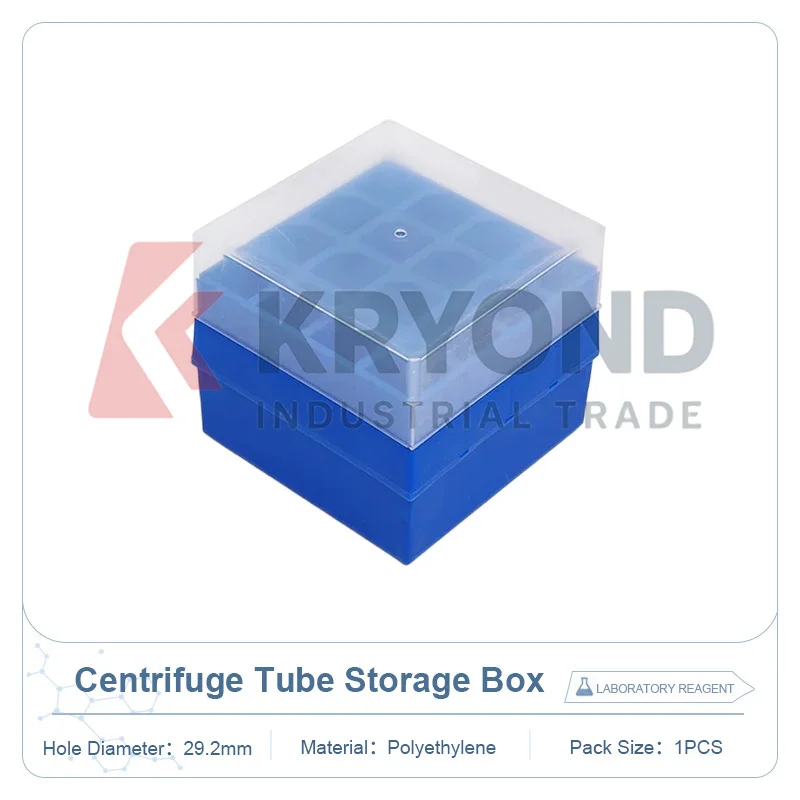 Laboratory Centrifuge Tube Box 50mL Blue 16 Wells 29.2mm Diameter 14×14×12.5cm Storage Holder Organizer Container Research Model