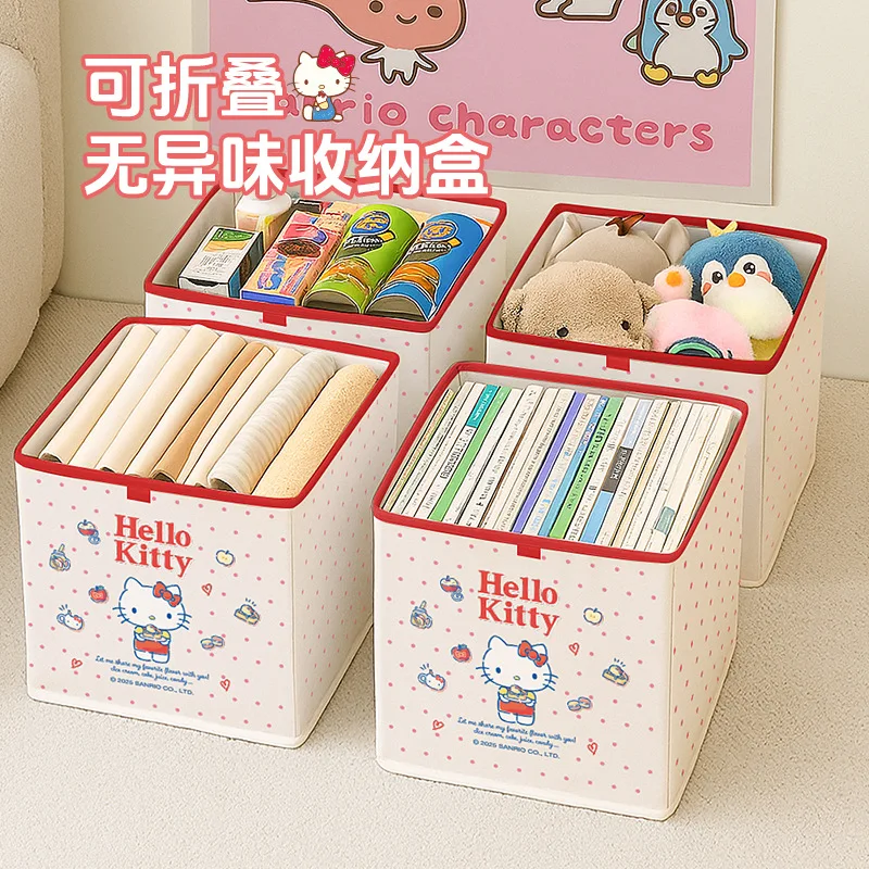 

New Hello kitty Kuromi Storage Box Student Children Campus Foldable Box Cute Anime Cartoon Portable Kawaii Sundries Basket