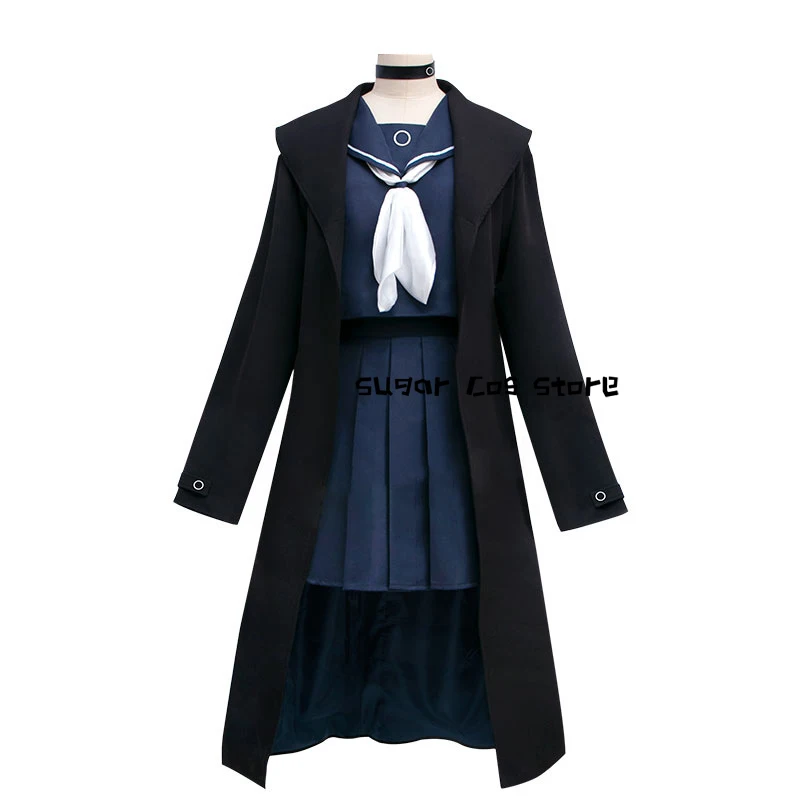 Blue Archive Purana Game Cosplay Costume Black Arona JK Long Trench Coat Women Sailor Skirt Outfit Full Set Wig Halloween Party