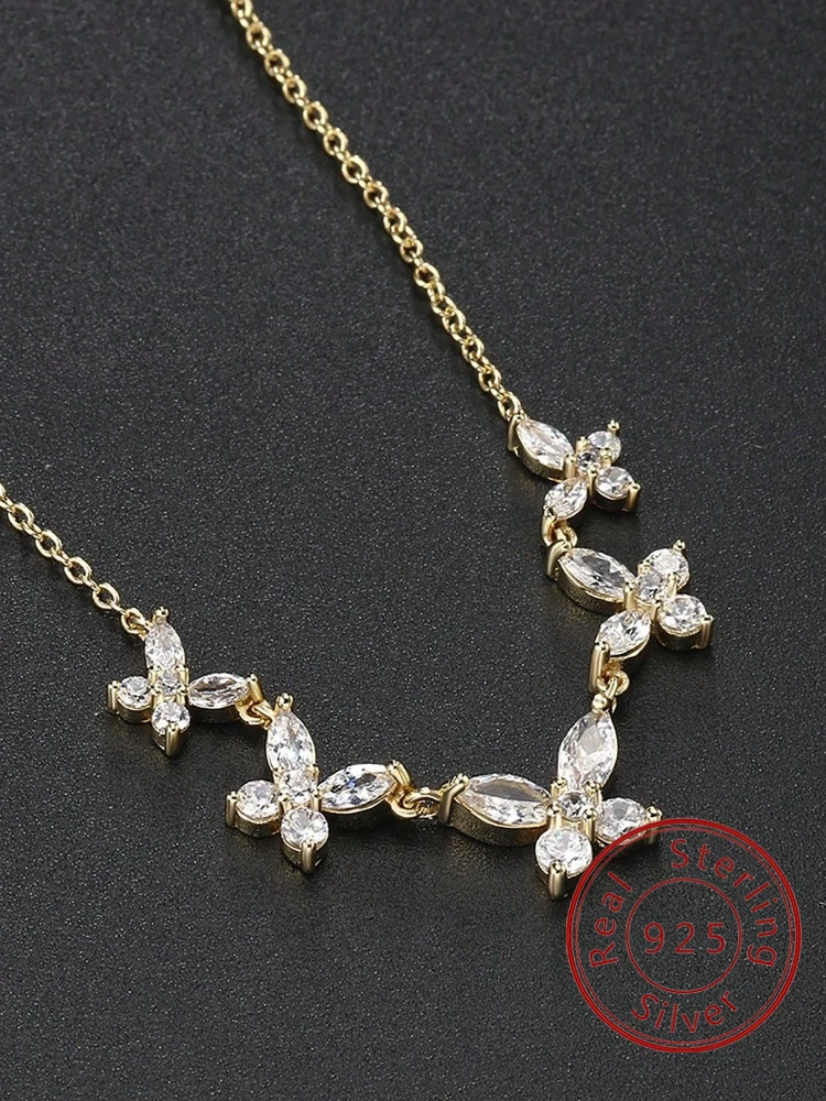 

Простое ожерелье из стерлингового серебра 925 пробы с бабочкой и цирконом для женщин, юбилейная вечеринка, повседневные персонализированные ювелирные изделия высокого качества