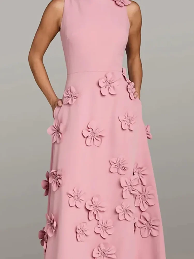 

Classic O-Neck Appliquins Floral Sleeveless Straight Formal Evening Dresses Birthday Party Prom Gowns Customized