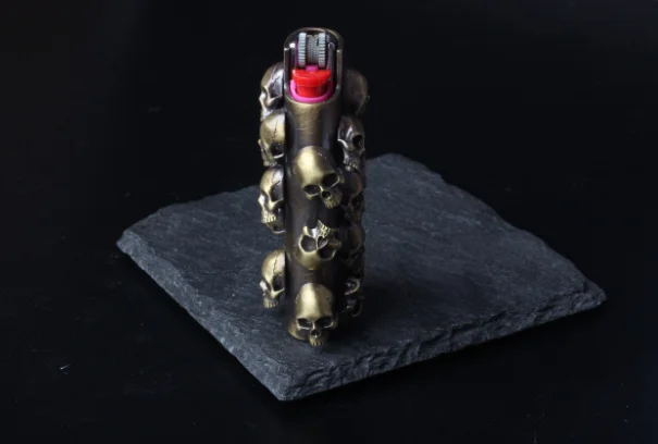 New Handmade Brass Lighter Case Cover Fits Bic J3 Lighter Skull Sleeve Cover Gift