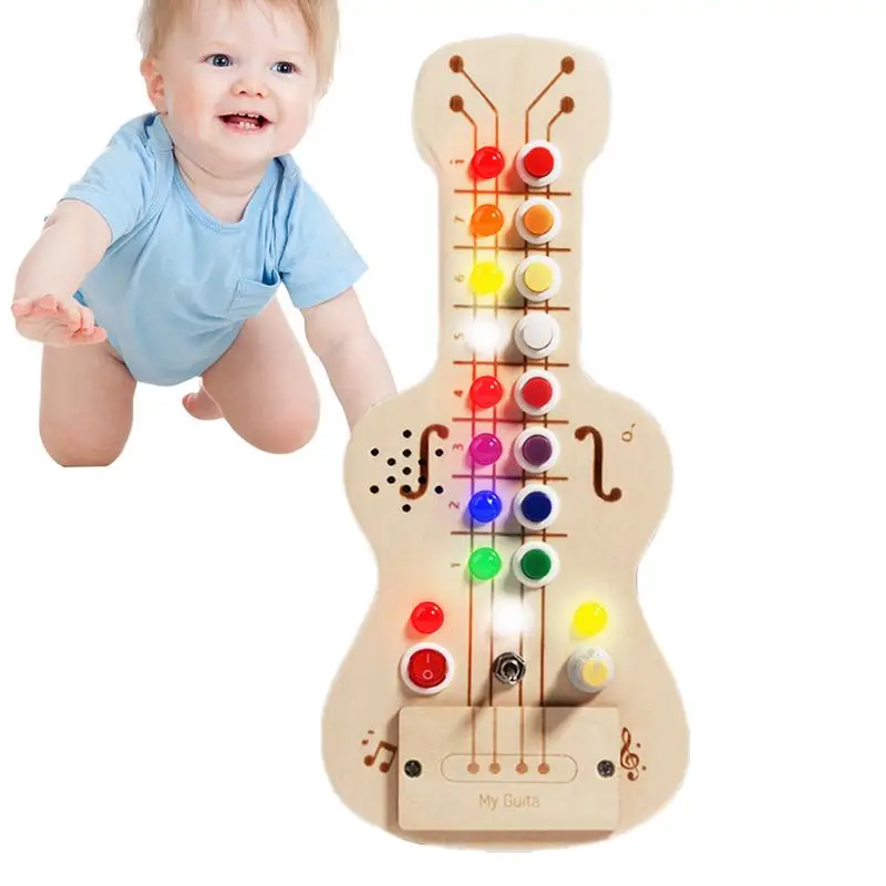 

Sensory Activity Board Toddler Sensory Toys With LED Light Kids Guitar Toy Activity Board Educational Toy Guitar Babies Sensory