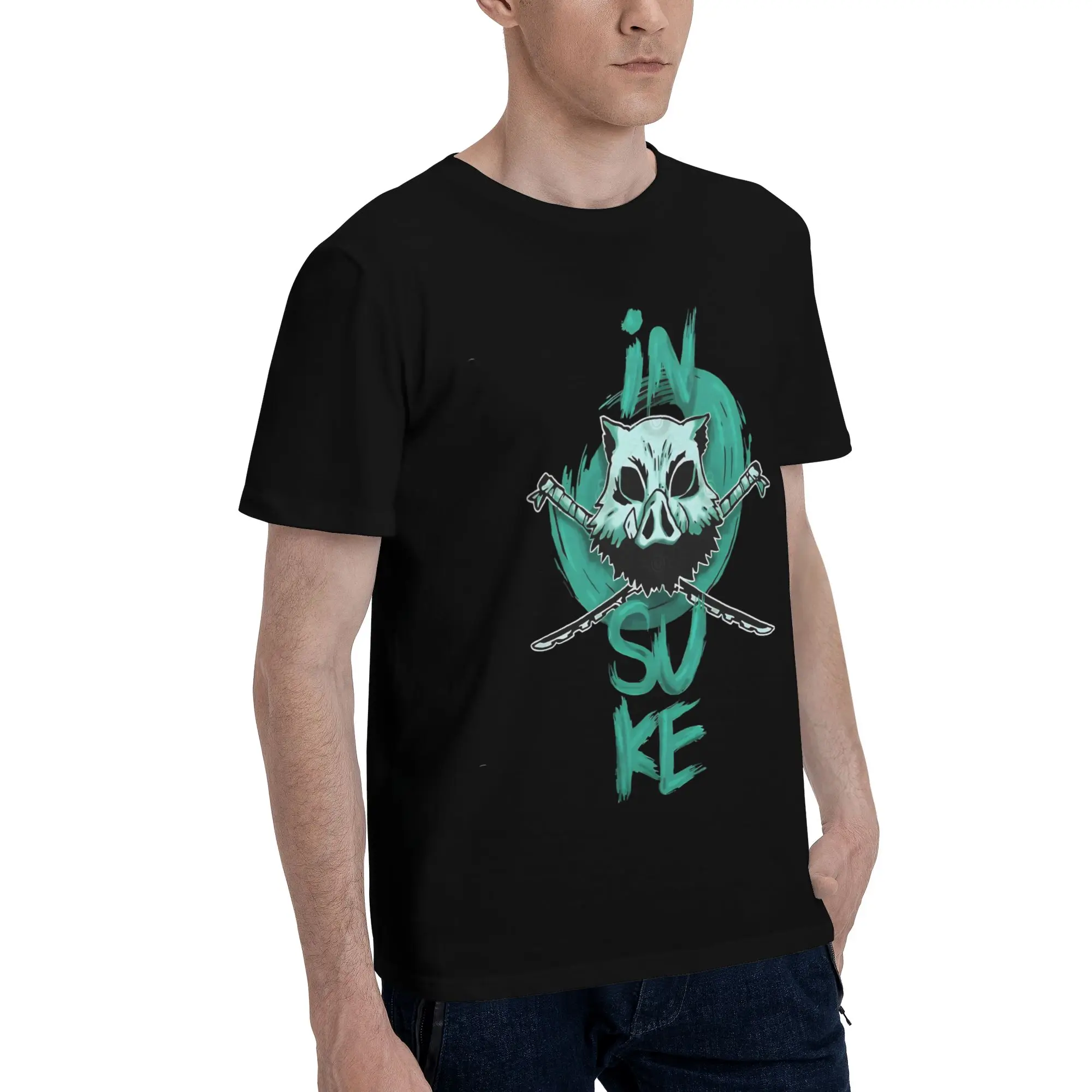 hashibira inosuke  Novelty Graphic 100% Cotton T-Shirt Bandai Demon Slayer Tops Tees For Men