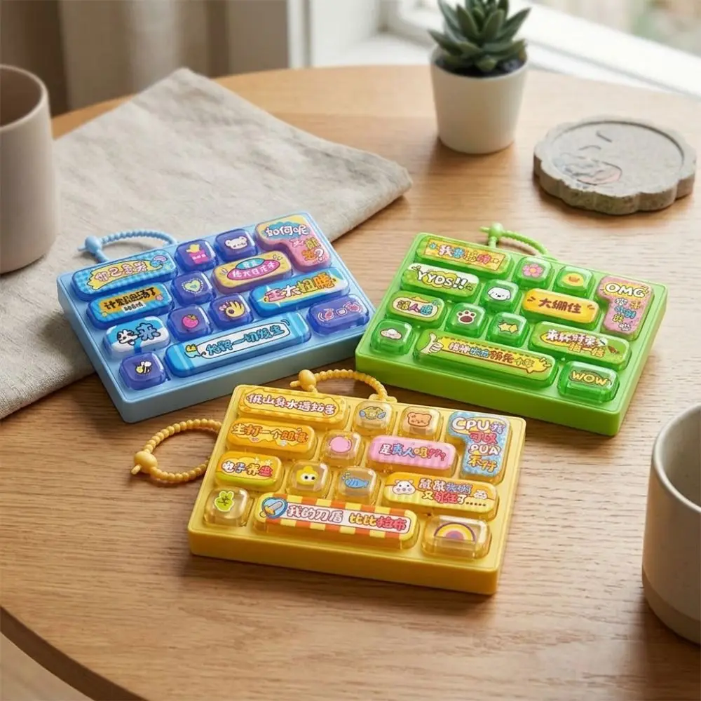 Plastic 14 Key Fidget Keyboard Charm Cartoon Clear Key Sounds Mini Keyboard Bag Charm Animals Press-Type
