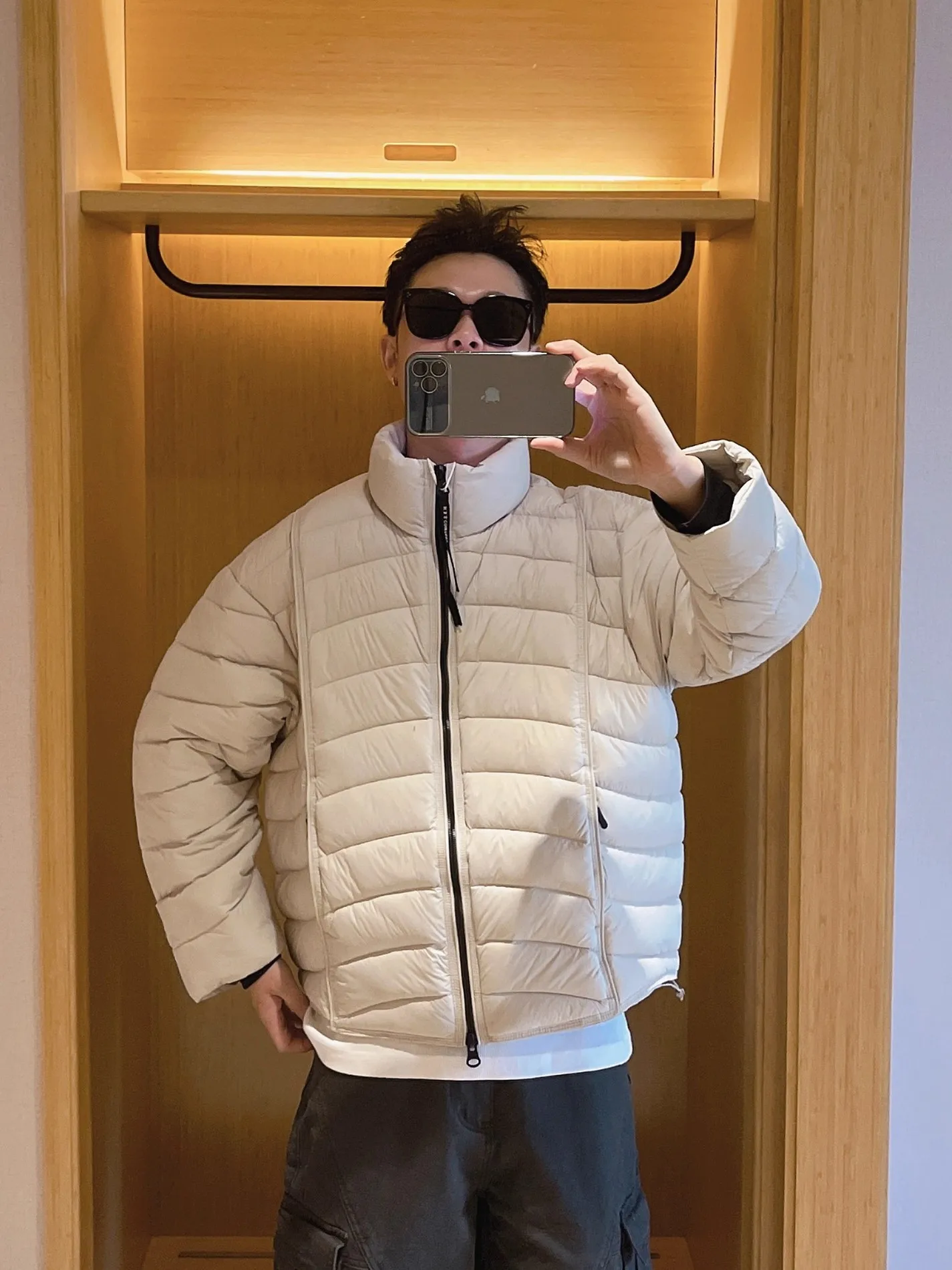 

Men's Winter Lightweight 90 White Du down Jaet Stand Collar Outdoor Vest Fibone Pattern Warmth Outerwear Coat