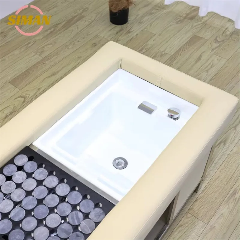 Luxury Pedicure Bed Salon Moxibustion Shampoo Bed Portable Head Therapy Fumigation Pipeless Foot Massage Spa Bed Bathroom