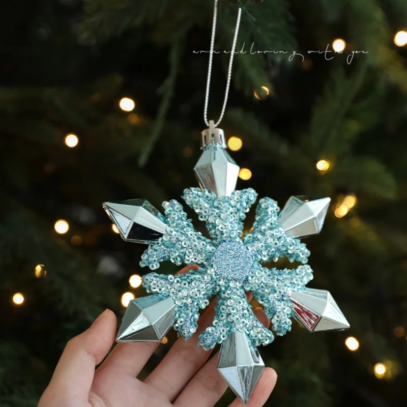 

Blue Plastic Hanging Sticky Powder Christmas Tree Window Hanging Decoration Pentagram Snowflake Cartoon Decor Scene Arrangement