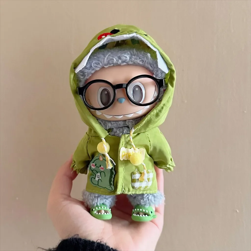 17cm Mini Cartoon Plush Doll'S Clothes Outfit Accessories for Korea Kpop Exo Labubu Idol V1 V2 Dinosaur Raincoat Clothing Gift