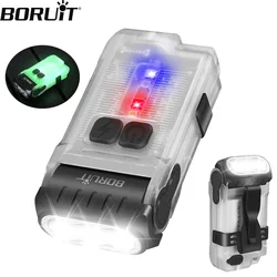 BORUiT V15 EDC Flashlight 1200LM Keychain Light Type-C Rechargeable Portable Mini Torch With Magnet Clip Camping Pocket Lantern