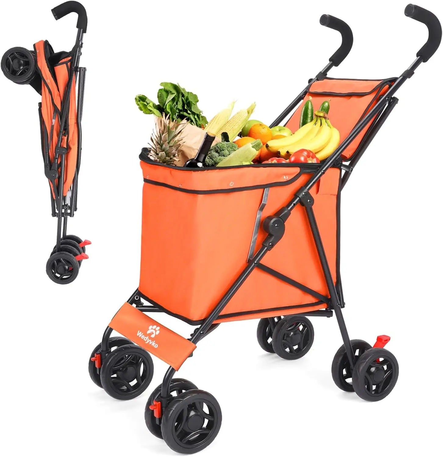 

Collapsible Folding Utility Wagons Carts Heavy Duty Foldable Large Capacity 330lbs Beach Wagon with All-Terrain Big Wheels fo