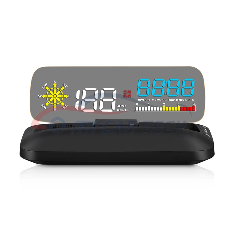 

Car Accessories Gps Hud Obd2 Gauge C5 Heads Up Display Speedometer Hud Overspeed Alarm For Cars