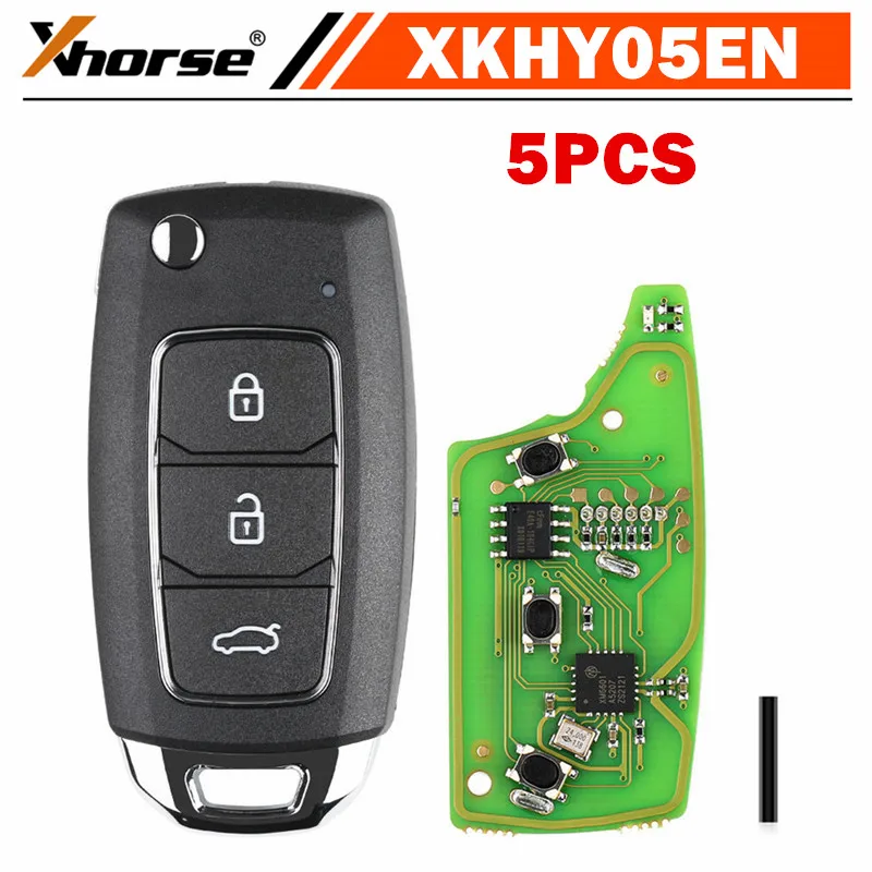 5PCS/LOT XHORSE XKHY05EN for Hyundai style Wired Universal Remote Key Fob 3 Button for VVDI Key Tool