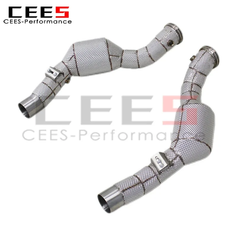 CEES Performance Exhaust Downspout for Maserati Quattroporte 3.0T 2013+ Heat Shield SUS304 Turbo Exhaust Catalyst Downpipe