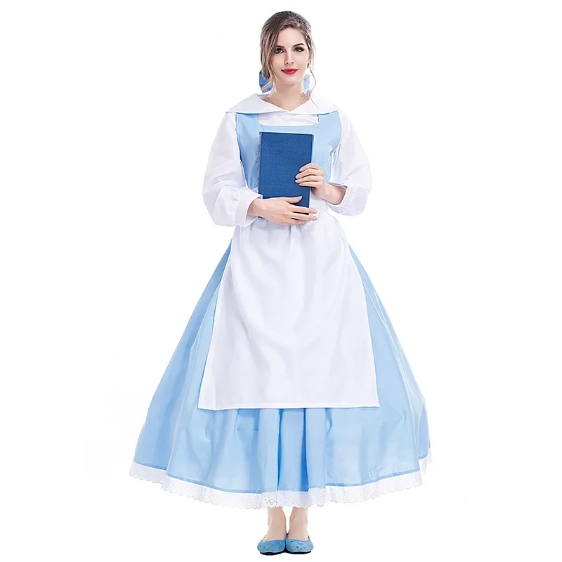 

Belle Cosplay Costume Maid Dress Halloween Outfit for Women Costume Cosplay Costume Pioneer Girl