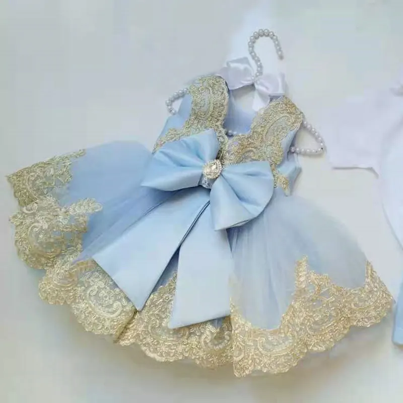 Toddler Girl Flower Birthday Tulle Dress Backless Bow Wedding Dress Kids Christmas Party Princess Dress Baby Girl Clothes