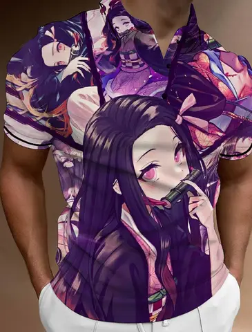 2024 पुरुषों की टी-शर्ट फैशन कैज़ुअल होम पोलो शर्ट 3 डी प्रिंटिंग एनीमे कॉमिक्स प्रिंटिंग पुरुषों की स्ट्रीट लैपल बटन पोलो शॉर्ट स्लीव 10 best sales एनीमे पोलो - №1