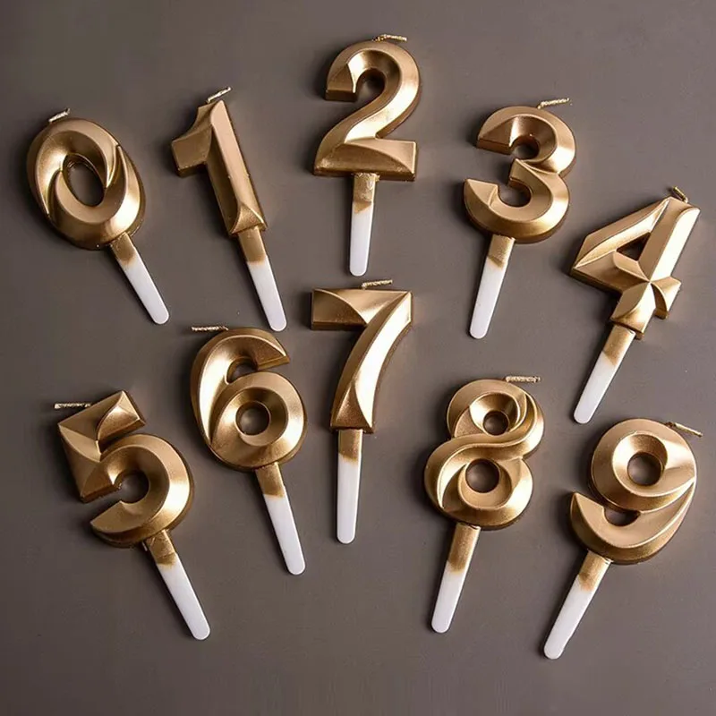 3D Number Cake Decorating Candle Glitter Birthday Candles Digital Candle Cake Topper Birthday Party Wedding Cake Decor