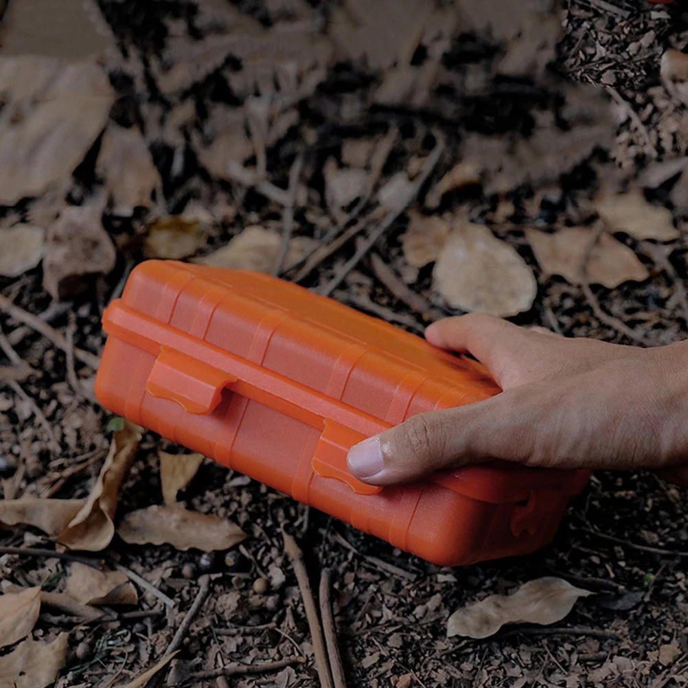 Boîte de rangement extérieure étanche scellée, 2 pièces, organisateur d'outils antichoc, équipement de Camping Portable de randonnée, étui de transport noir Orange