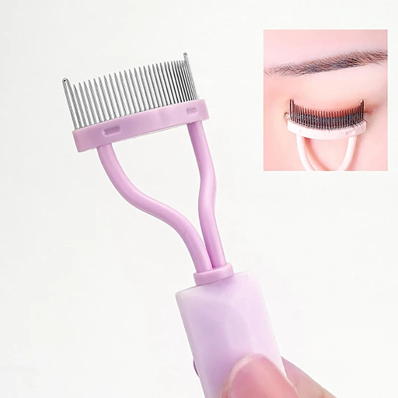 Separador de pestañas con dientes de Metal, rizador de pestañas plegable, belleza, maquillaje, cepillo de pestañas inoxidable, peine, rímel, rizador, herramienta de maquillaje, 1 unidad