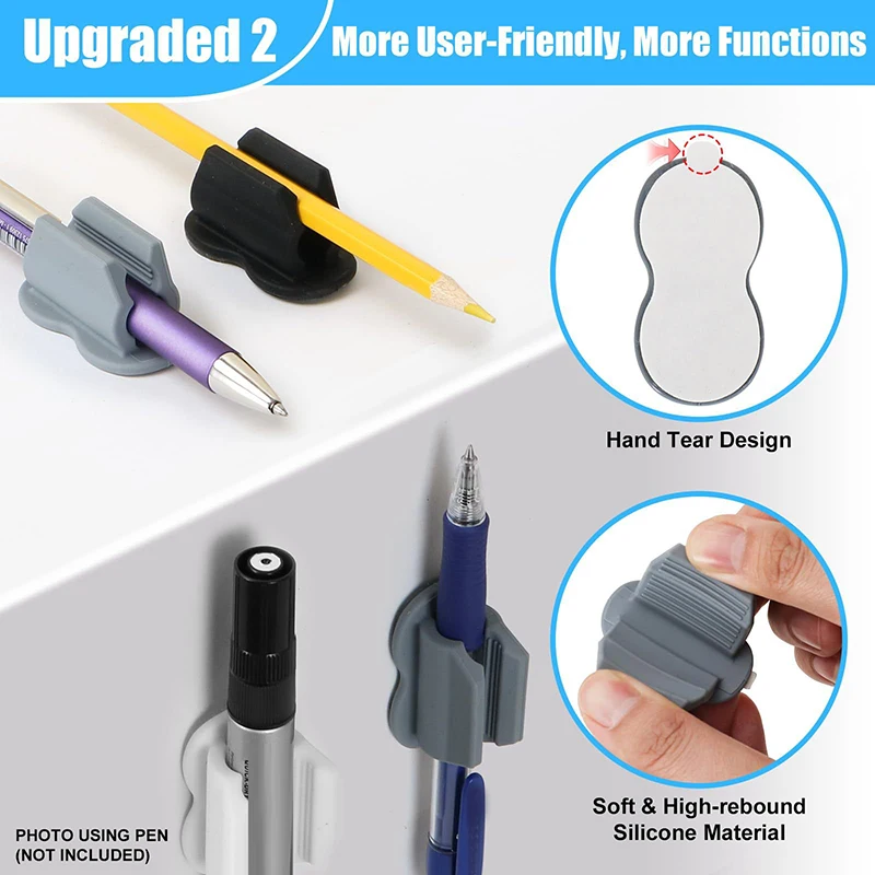 Self‑Adhesive Silicone Pen Holder Anti‑Fall Pen Storage Clip Desk Marker Pen Organizer Accessory