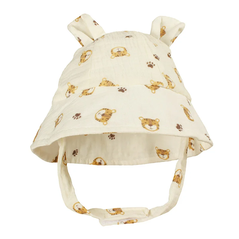 Lower Print Baby Bucke Cap Cartoon Ear Soft Cotton Infant Fisherman Hat Spring Summer Toddler Sun Visor