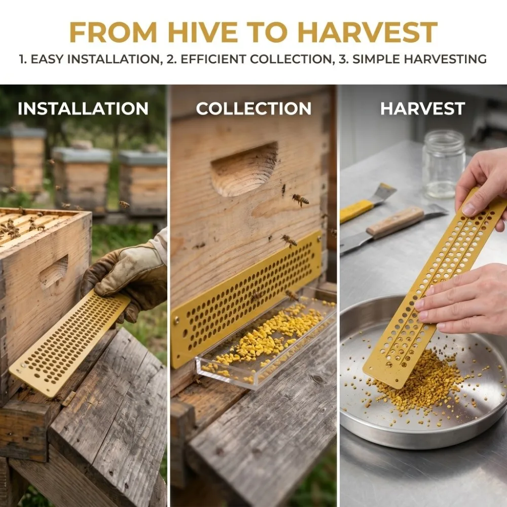 10 Pcs Removable Design Pollen Collector Traps Ventilated Structure 3-Row Design Removable Beekeeping Tool