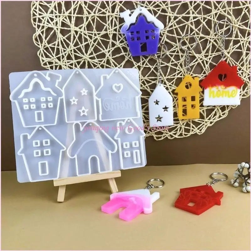 57QA سيليكون البيت المفاتيح قالب أنيق مفتاح سلسلة صب أداة الايبوكسي كيرينغ قالب اليدوية الديكور لعشاق الحرفية