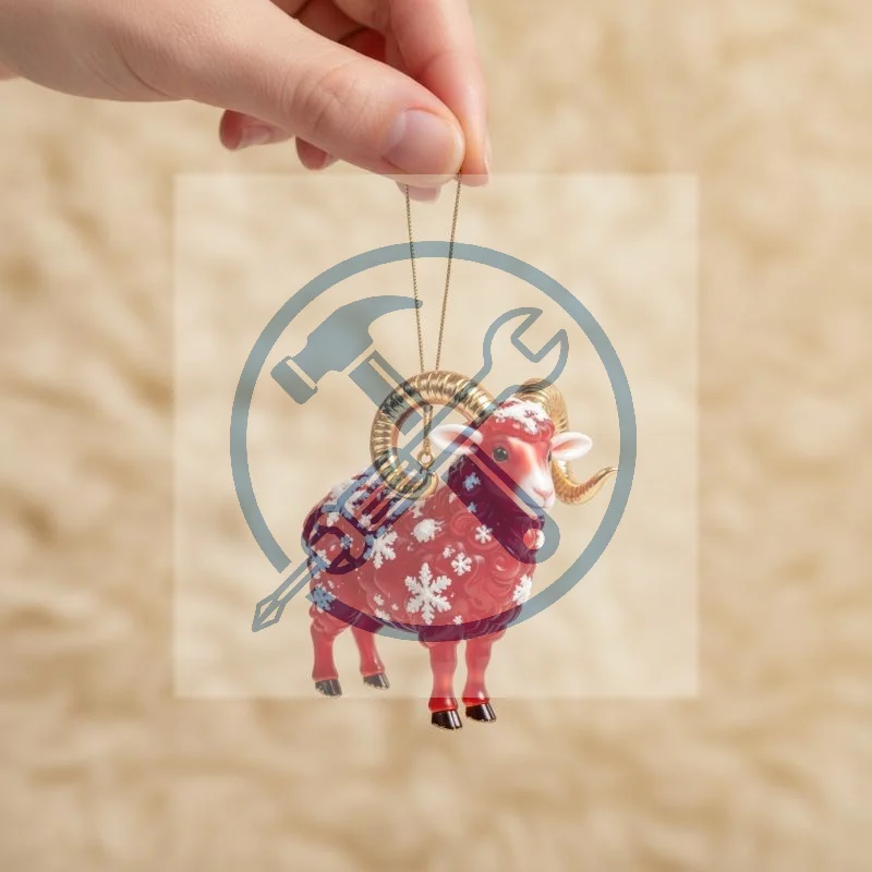 2D Acrylic Chinese Zodiac Goat Hanging Ornament Auspicious Red Gold Design For Spring Festival New Year Home Decoration
