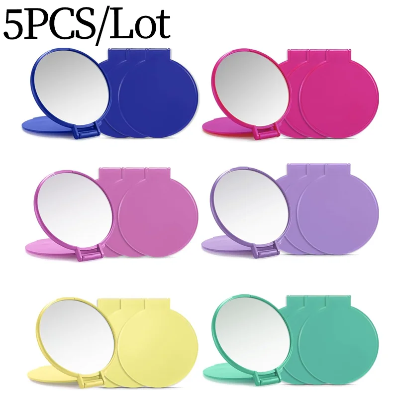 5PCS Compact Mirror Bulk Pocket Mini Folding Mirrors for Purse Makeup Mirror Wedding Gifts Travel Round Mirror for Party Favor