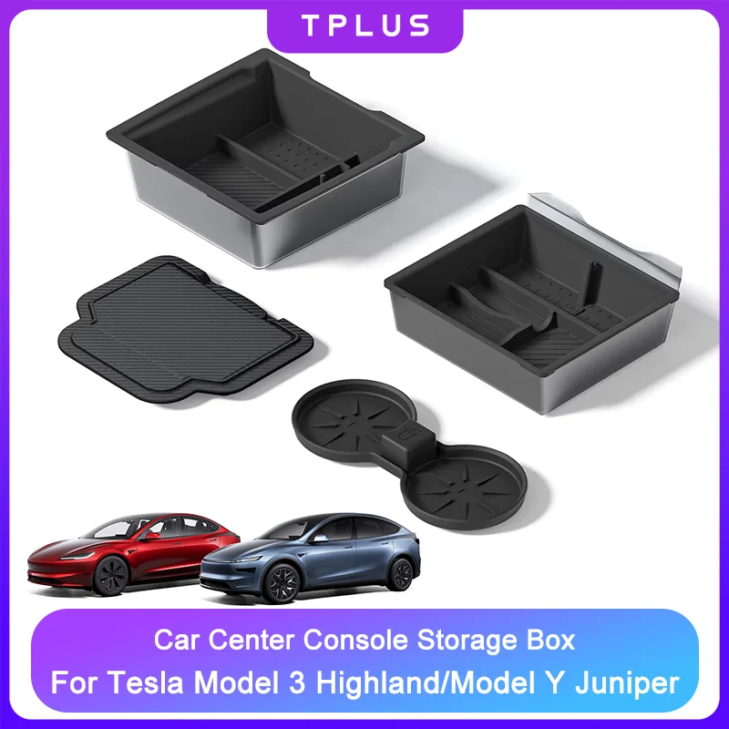 Plateau organisateur de Console centrale, boîte de rangement d'accoudoir pour Tesla modèle Y Juniper 2025 et modèle 3 Highland 2024 2025, accessoires de voiture