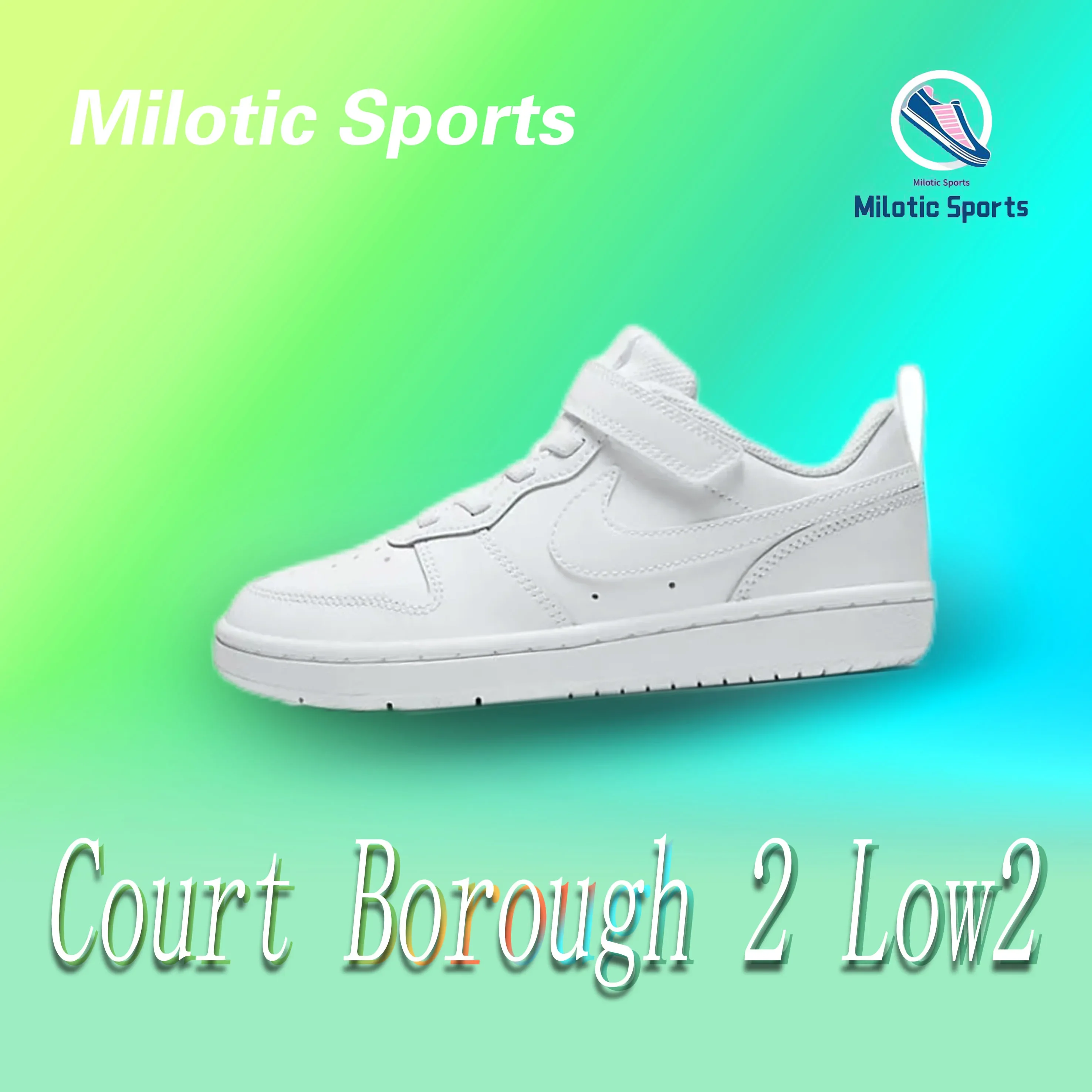 Nike Court Borough 2 Low2 Lightweight wear-resistant non-slip fashion low-top boardshores for middle and small children White