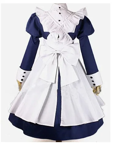 Anime Black Butler Kuroshitsuji Mey Rin Cosplay dark blue apron dress Costume Custom Made Halloween costumes for women