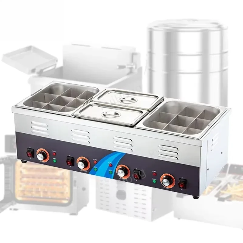 1300W Electric Stainless Steel Hot Pot and BBQ Warmer Insulation Machine Easy to Clean Plug and Play for Street Food Vendors