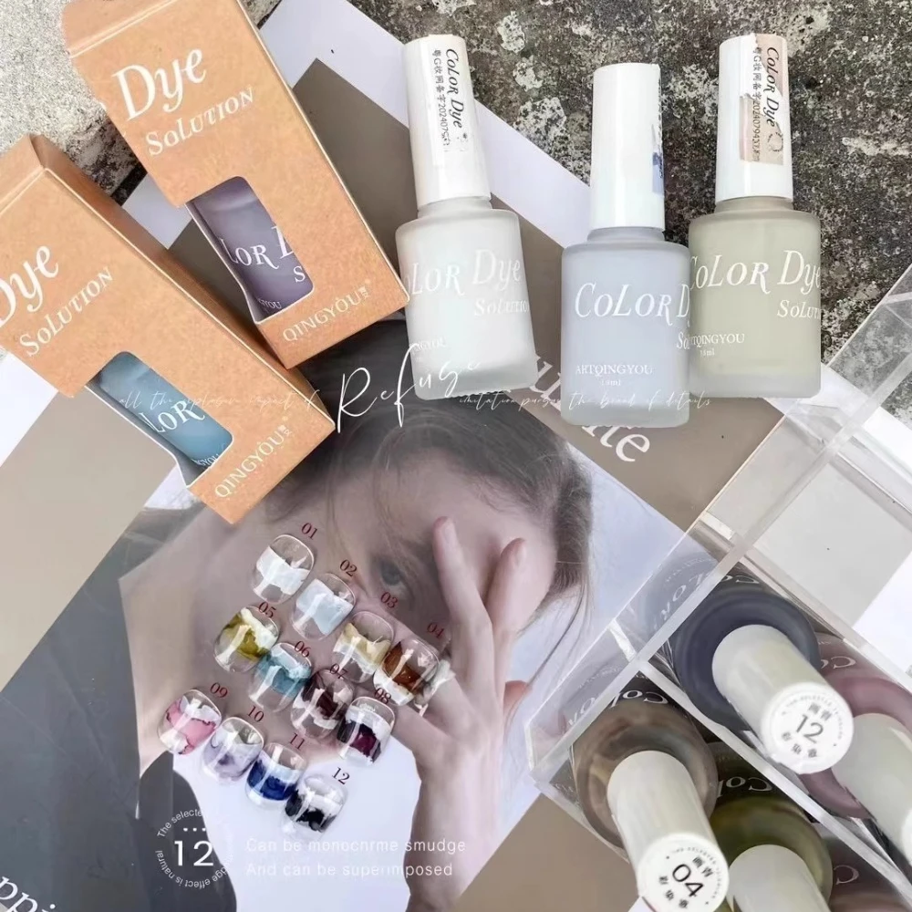 15 مللي Morandi المائية الحبر تزهر هلام طلاء الأظافر تأثير الدخان هلام ورنيش زهر جيل للأظافر الورنيش للتقليم 12 ألوان