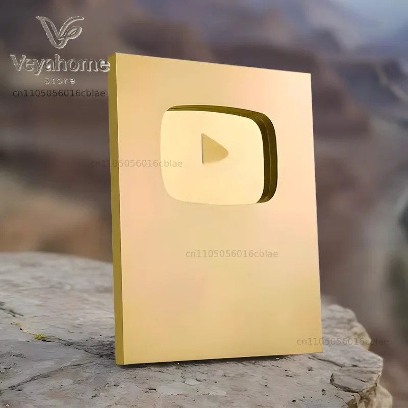 Universal Customizable YT Play Button/Play Button Creator Subscriber Award Milestone Plaque