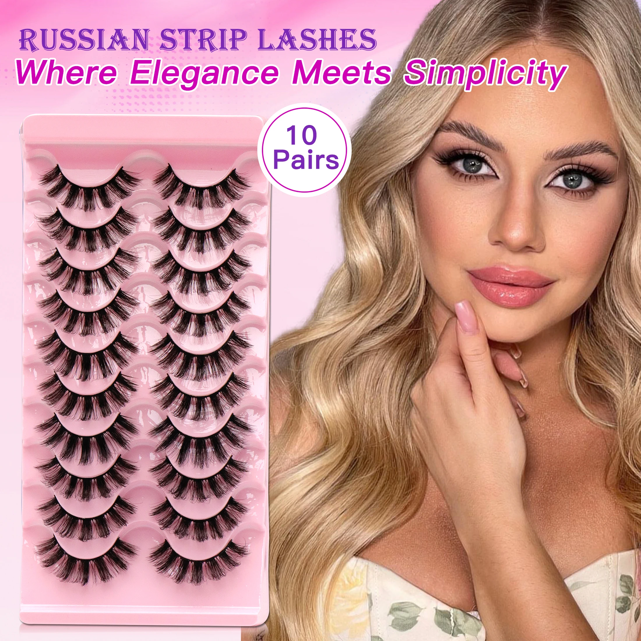 لتقوم بها بنفسك 10 أزواج 6D رموش اصطناعية رقيق لينة كاملة سميكة Wispy الرموش ملحقات ماكياج الرموش الصناعية لتعزيز مظهر العين #1